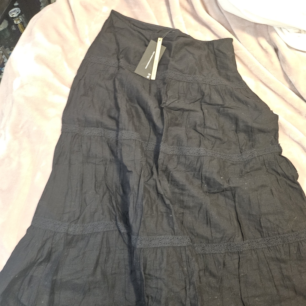 Minga Black Skirt with Lace Detail